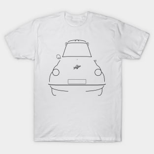 Scootacar classic British three wheeler microcar black outline graphic T-Shirt